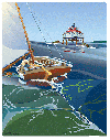 &quot;Sailing to the Light on the Chesapeake Bay,&quot; Original Digital Serigraph Print by Sam LaFever